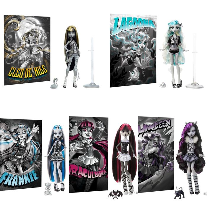 Monster high / Монстър Хай Reel Drama Mattel кукли в черно и бяло