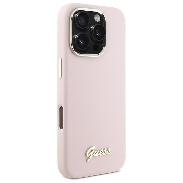 Guess silicone script metal logo & frame – iphone 16 pro max – светлор