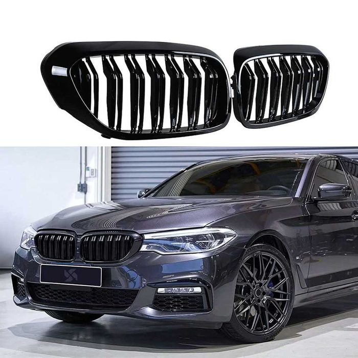 Set 2 grile negre BMW Seria 5 G30 G31 2016 - 2020 negru lucios