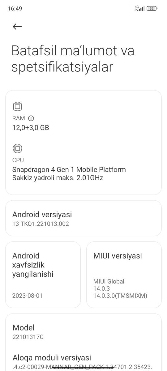 Redmi not 12r pro 5g 12+3/256