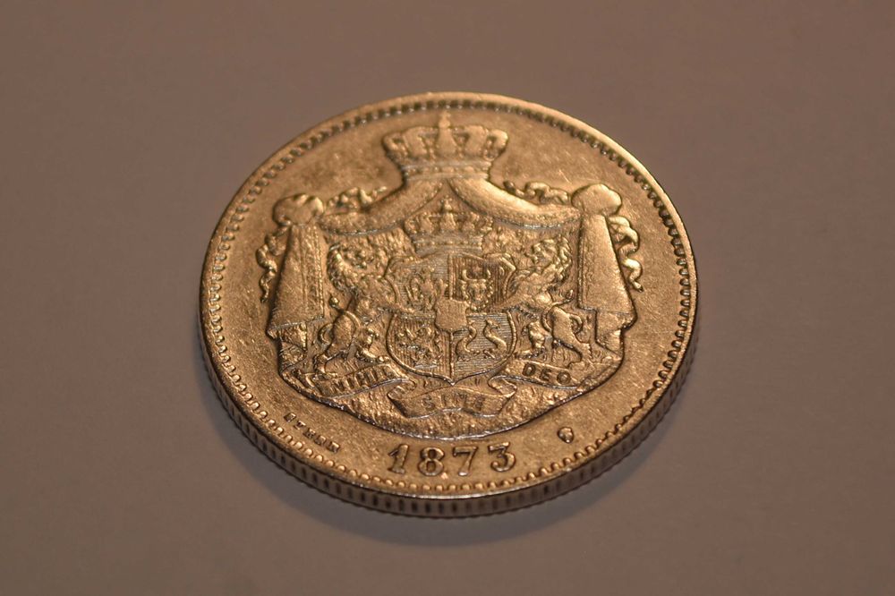 2 Lei 1873. Monedă argint, Carol I, rară