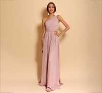 Дълга розова рокля шаферска DIZI