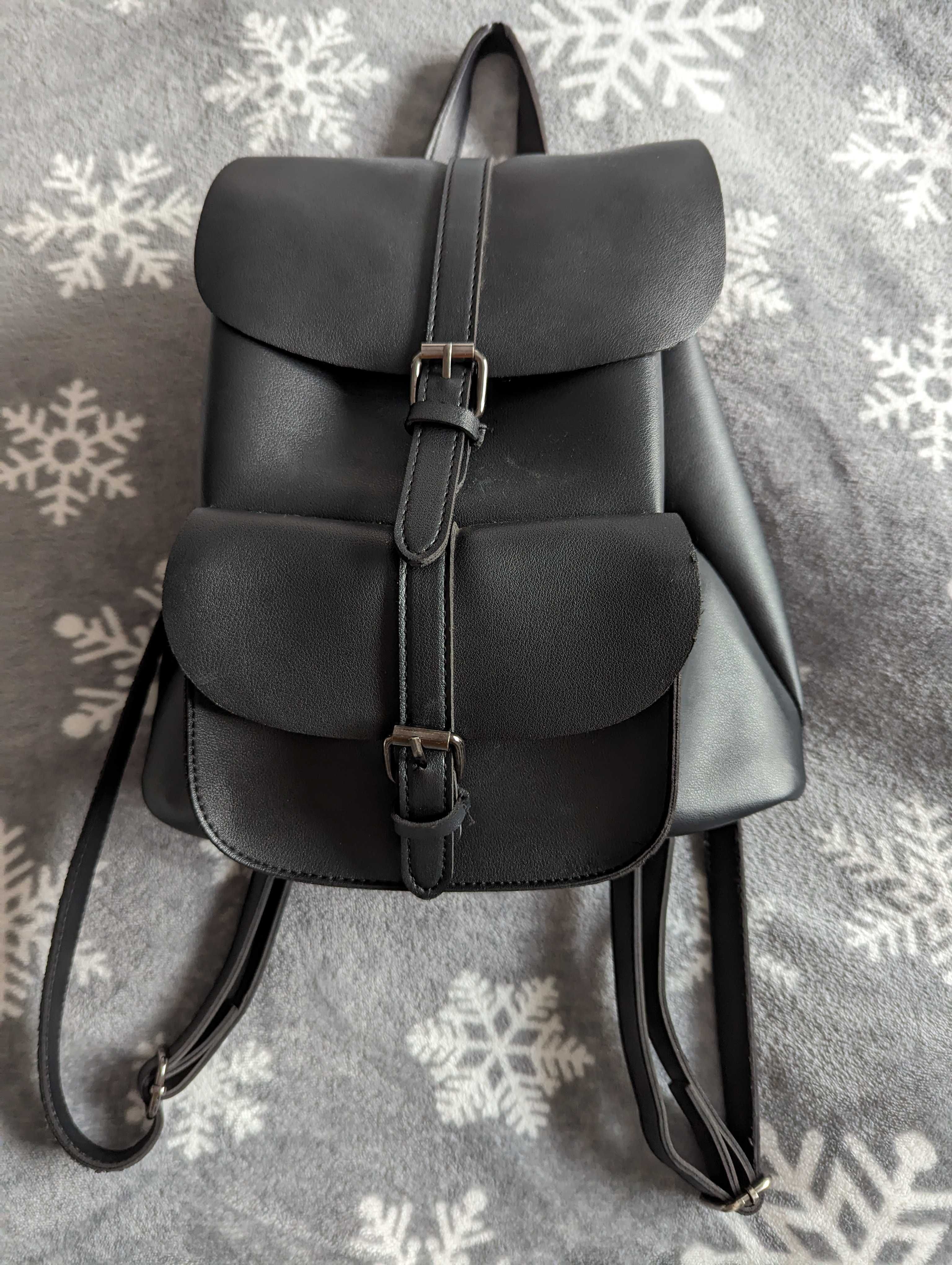 Rucsac imitatie de piele, negru