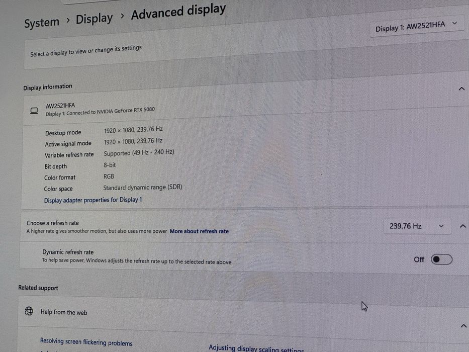 Vând monitor Allienware AW2521HFA 240Hz