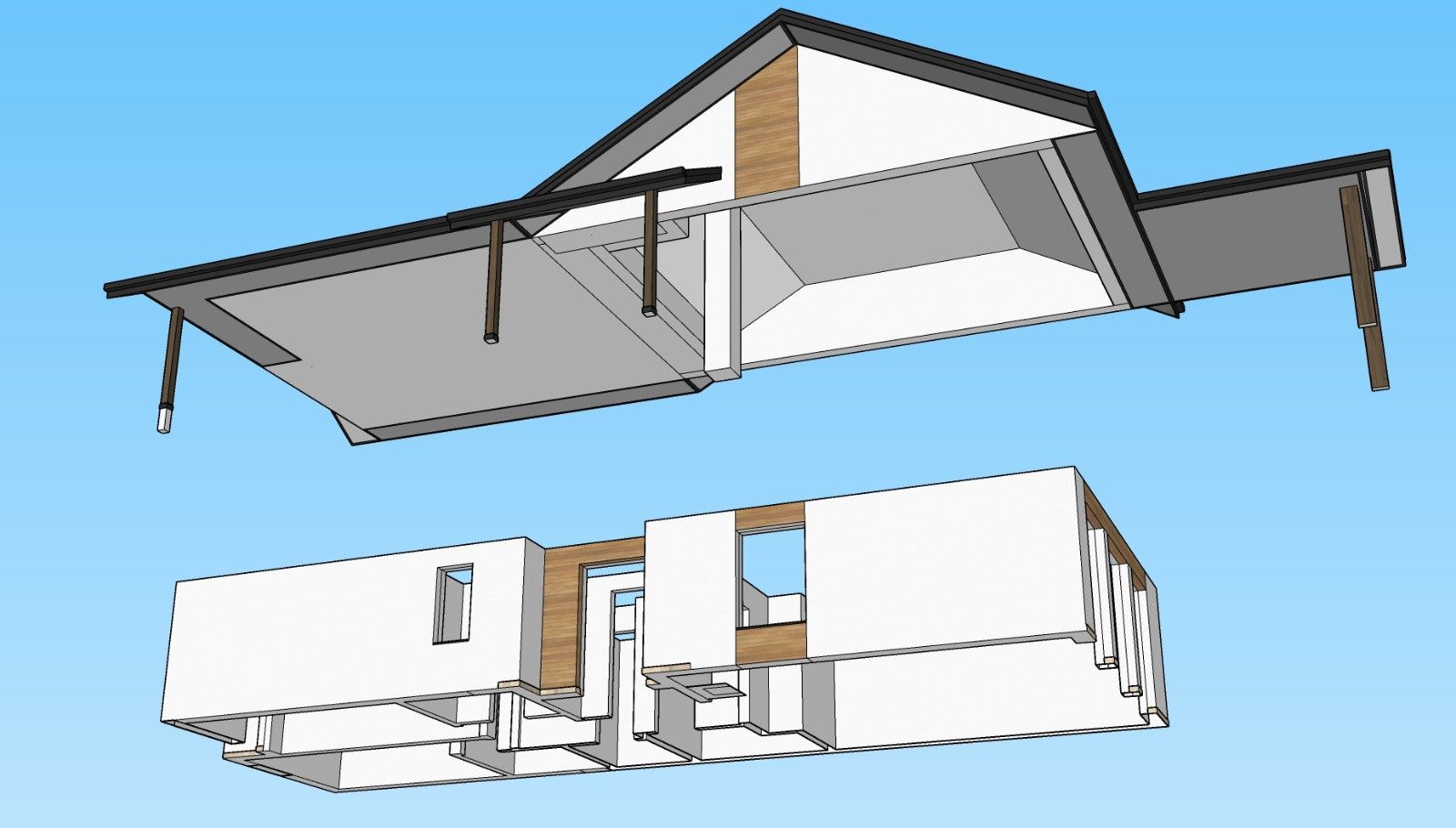 Vând case pe structura metalica 7x5