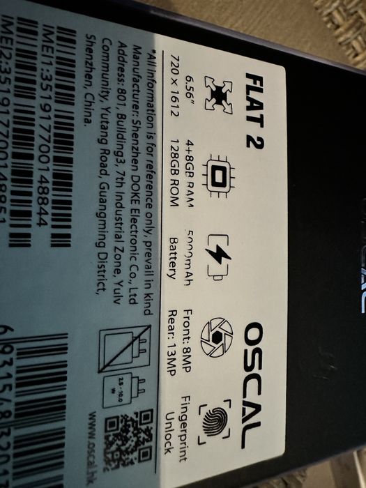 OSCAL Android Phone Flat 2 Android 15 Phone(2025) Sigilat cutie ! Nou