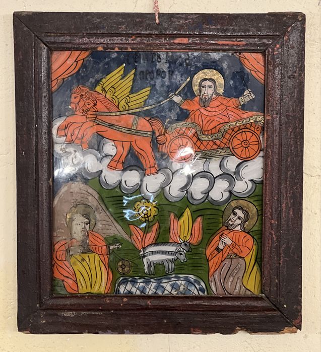 Icoane vechi pe sticlă - glajă , sec. XIX , piese de colecție