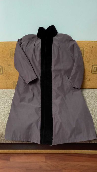 Palton dama, Mantou dublat cu stofa, model raglan, Marime 48, Mov Lila