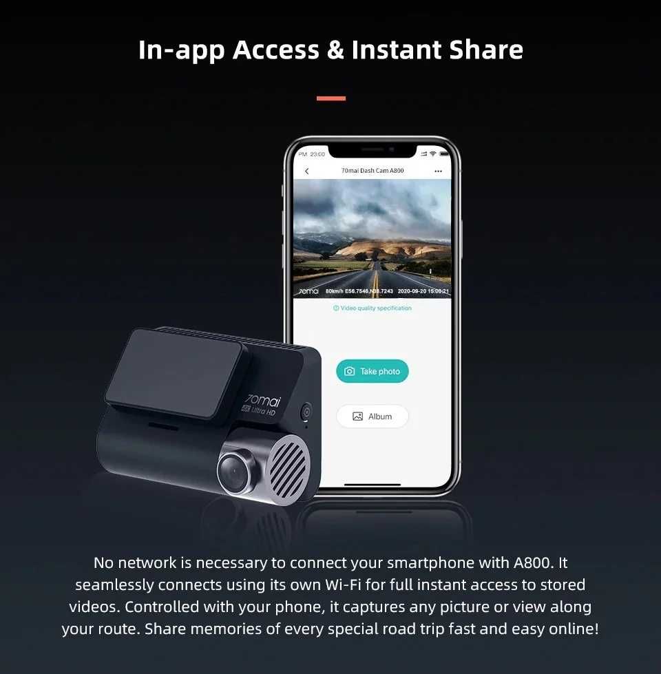 Видеорегистратор Xiaomi 70 Mai A800S+Rear Cam Set