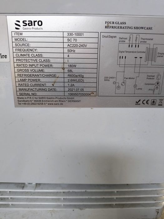 Хладилна витрина за торти и пасти -- от нуладо + 8 градуса -- 2024 год