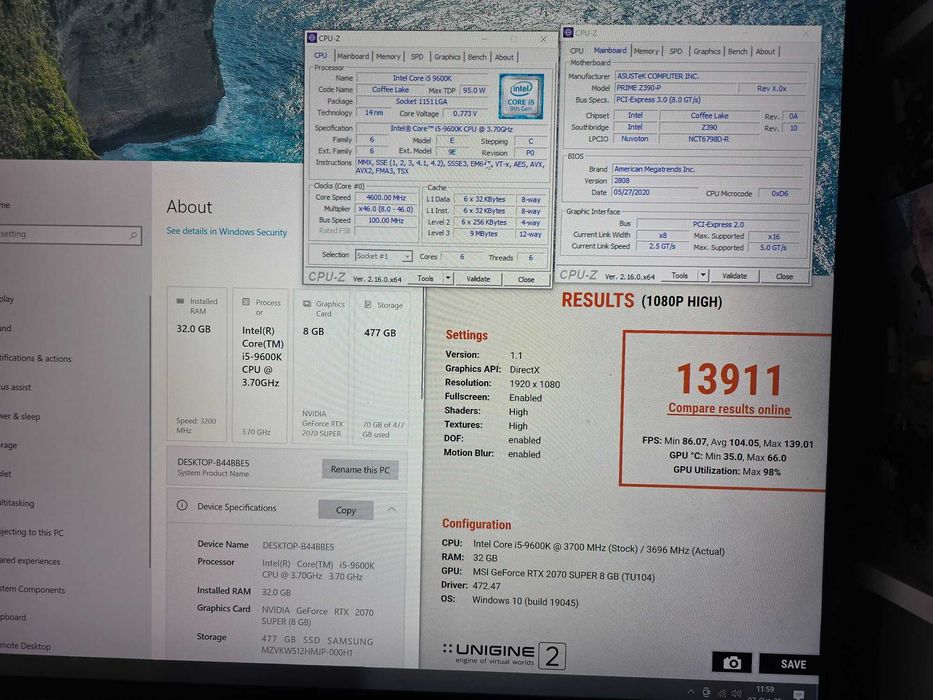 PC Gaming Intel i5-9600K, RTX 2070 Super, 32GB, SSD M.2 512GB