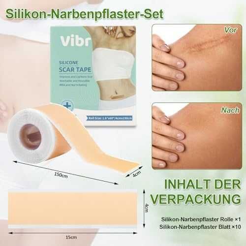 Нов Силиконов комплект за белези – лента и лепенки 4x15см, 4x150см