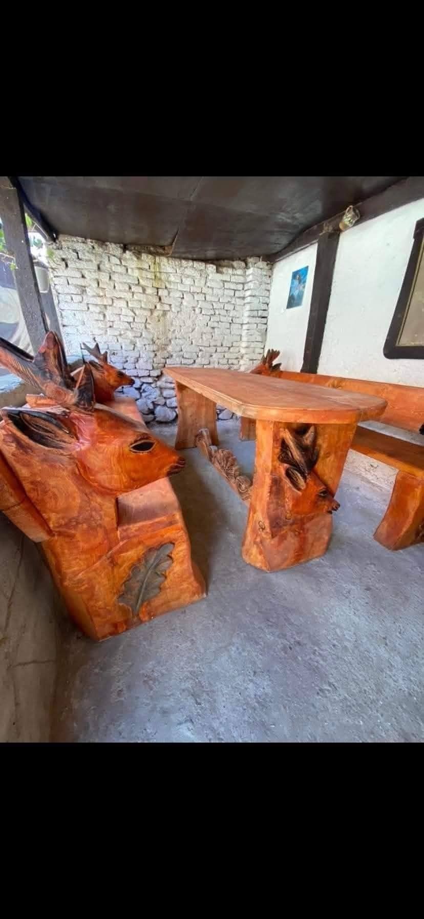 Masa, banca din lemn masiv - Unicat - Mobilier gradina