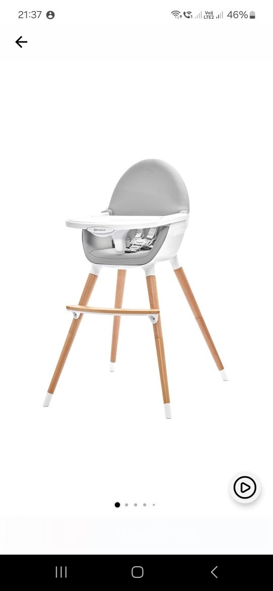 Scaun de masa 2 in 1 Kinderkraft Fini, Gri/Alb