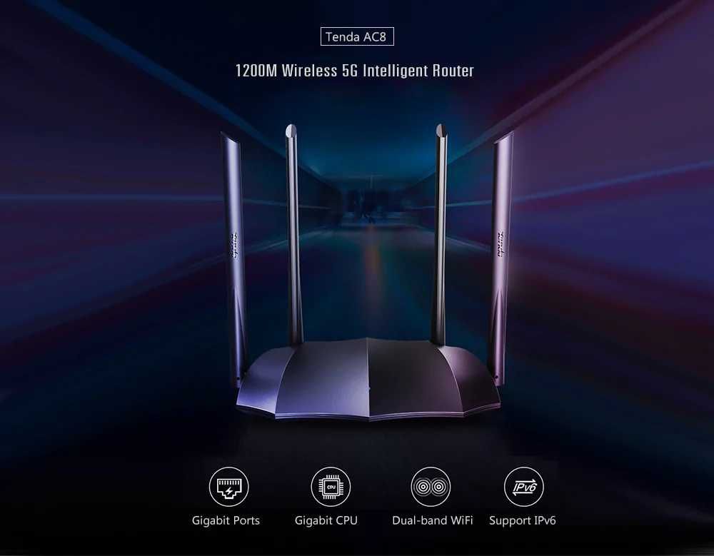 Router Wireless Gigabit TENDA AC8 Dual Band AC1200 4antene Nou Sigilat