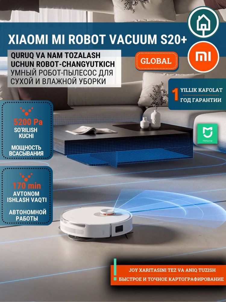 Робот пылесос Xiaomi vacuum cleaner S20 plus robot pilesos S20+