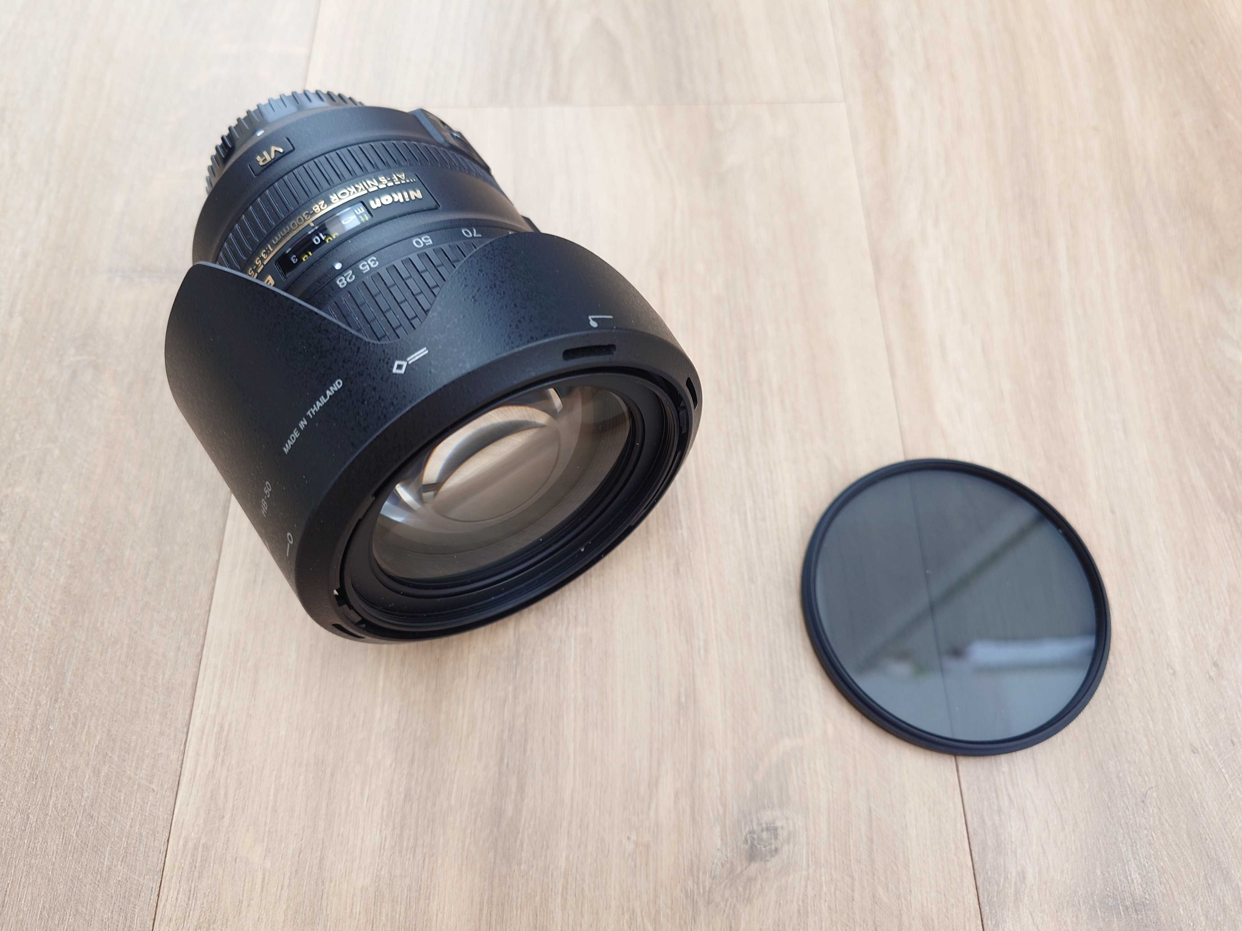 Obiectiv Nikkor 28-300 si filtru de polarizare circulara Hoya 77mm