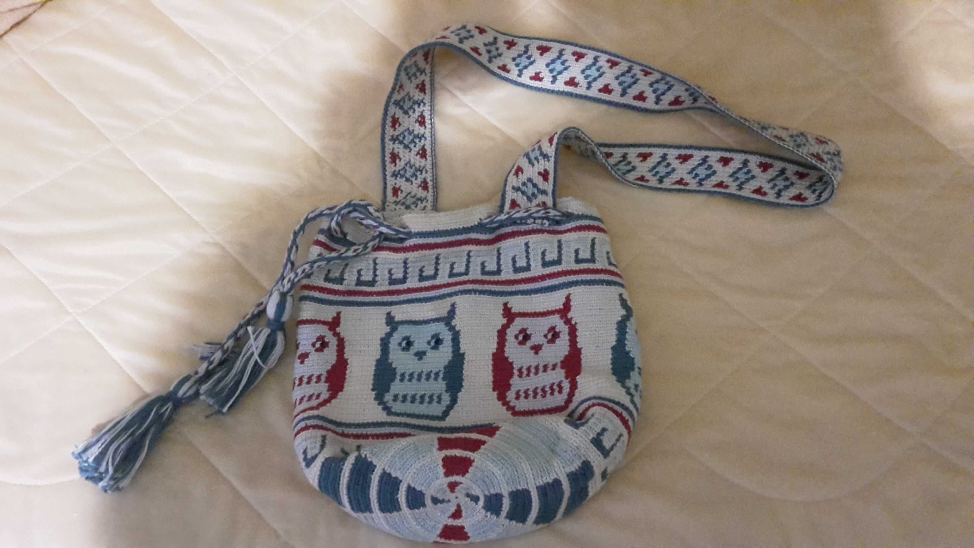 Детска плетена чанта на бухалчета