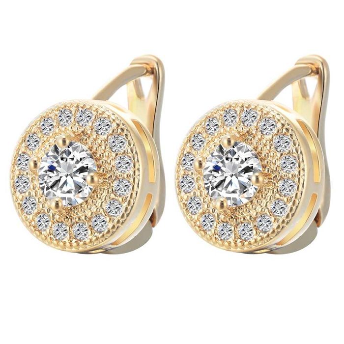 GP22,cercei placati aur 18k,incuietoare sigura, zirconiu alb fatetat