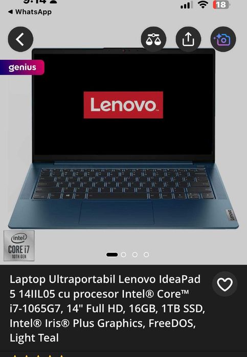 Laptop Ultraportabil Lenovo IdeaPad 5, Intel® Core™ i7-1065G7
