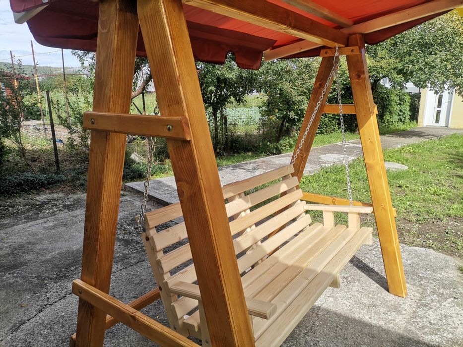 BALANSOAR GRĂDINĂ, 3 locuri, lemn masiv, 200x125x190