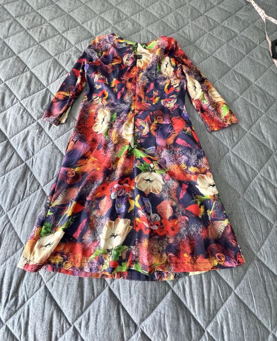 Rochie florala cu maneci 3/4, buzunare si dublura size 36