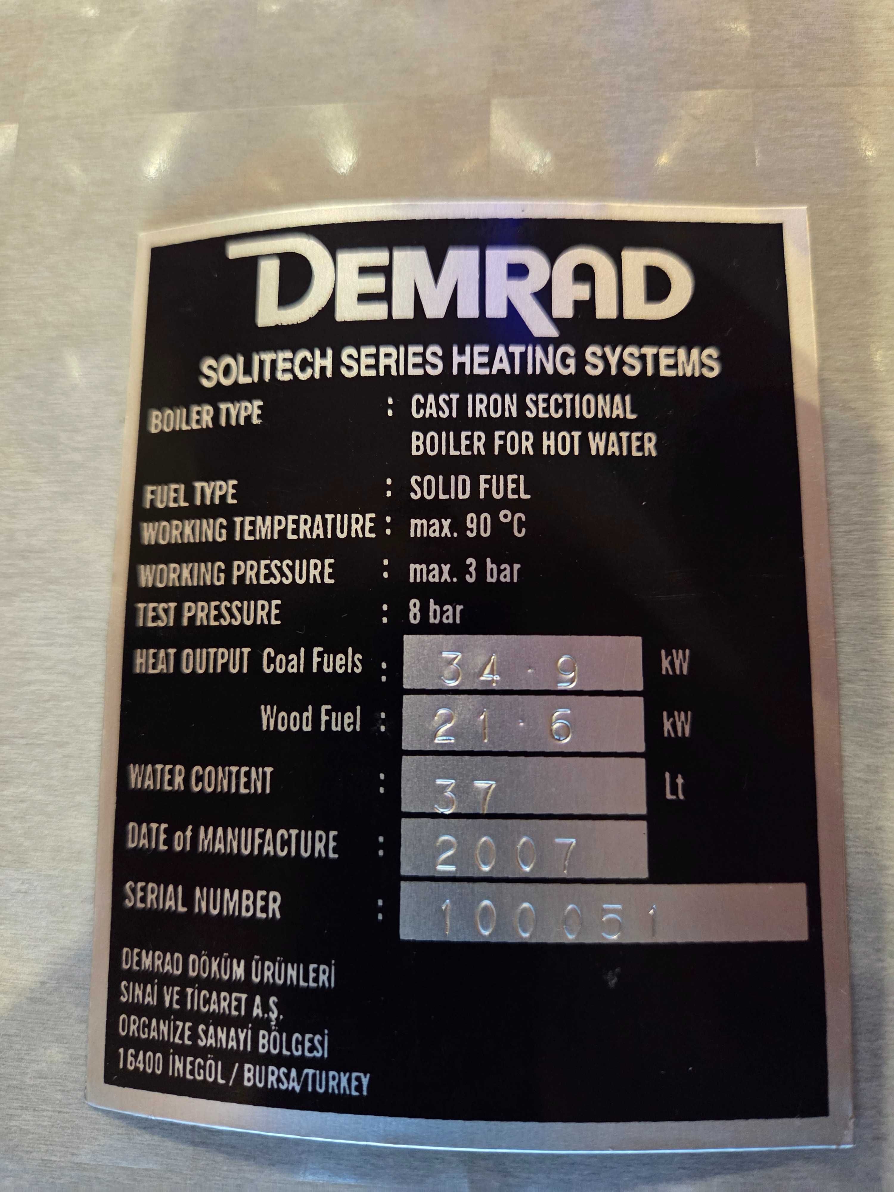 Чугунен котел на твърдо гориво Demrad, 35 kW