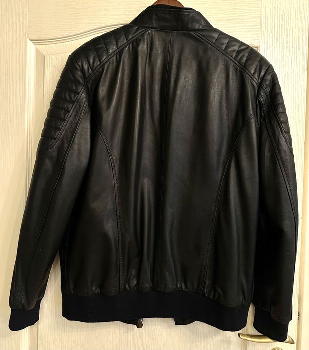 Черно мъжко яке от естествена кожа Phillip plein размер L промо цена