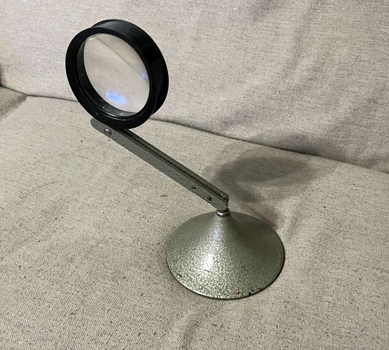 Lupă de birou metalică IOR București 2x vintage anii 70 industrială
