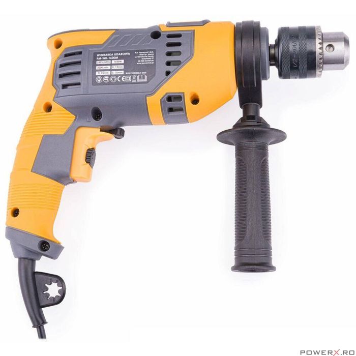 Masina pentru gaurit lemn, fier, 1600 W, bormasina electrica, Powermat