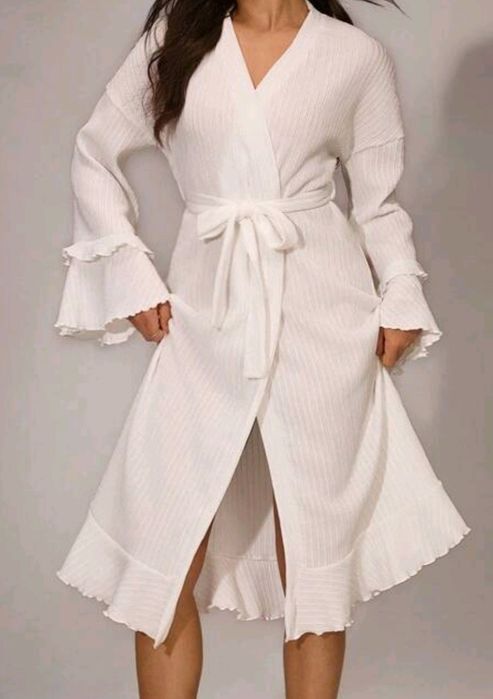 Halat de casă alb superb halat de toamnă