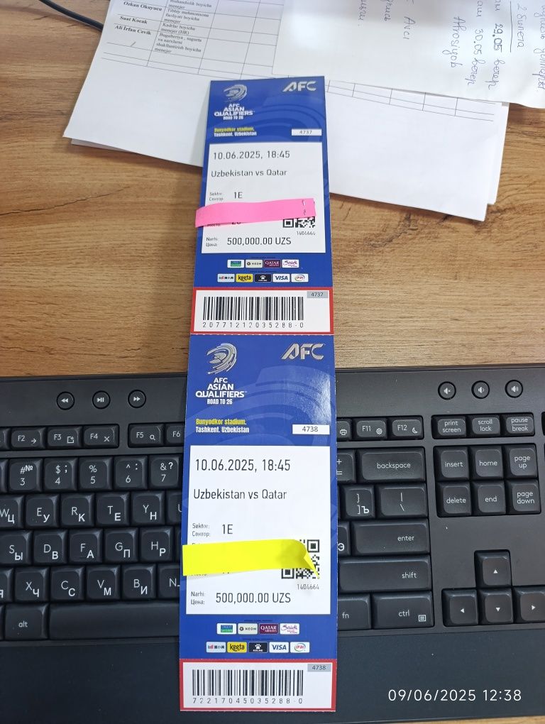 Uzbekistan vs Qatar oʻyiniga bilet bor