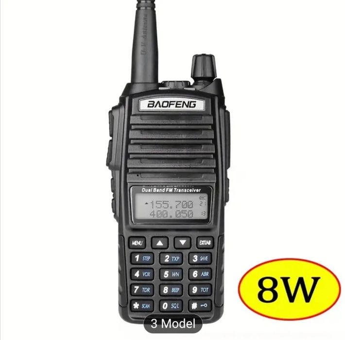 Walkie-Talkie Baofeng UV-82 Dual-Band, Dual PTT, Baterie 2000mAh