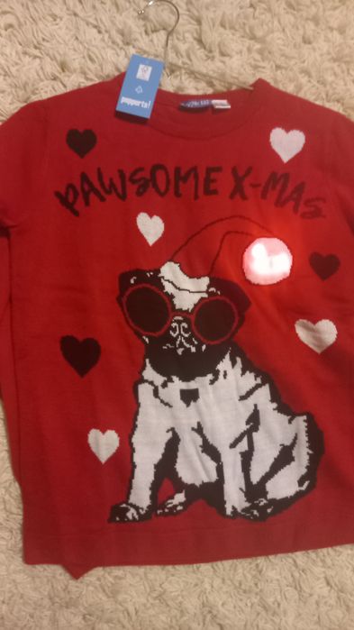 Pluover craciunistic 11-12 ani cu lumini si sunete