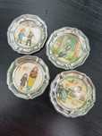 Set 4 farfurii toleware vintage – metal + ceramică pictată – 10 cm dec