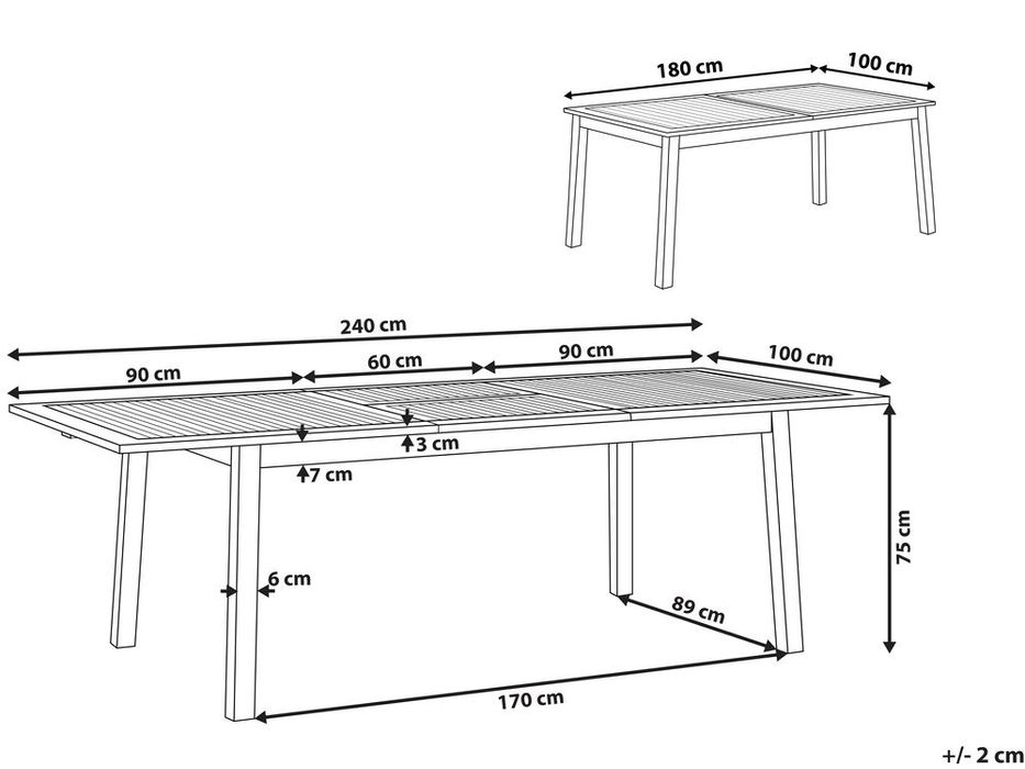 NOU Masă dining "CESANA", 180-240/100cm, lemn de acacia