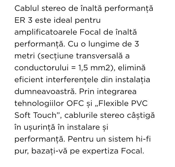 Cablu interconnect RCA 3m Focal