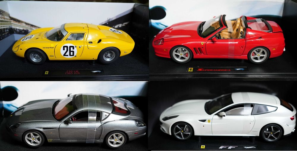 4 modele FERRARI 250LM/Superamerica/Zagatto/FF (Elite) 1/18