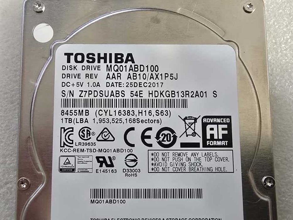 Hard disk laptop Toshiba MQ01ABD100 2,5'' 1TB SATA2 5400RPM 8MB -teste