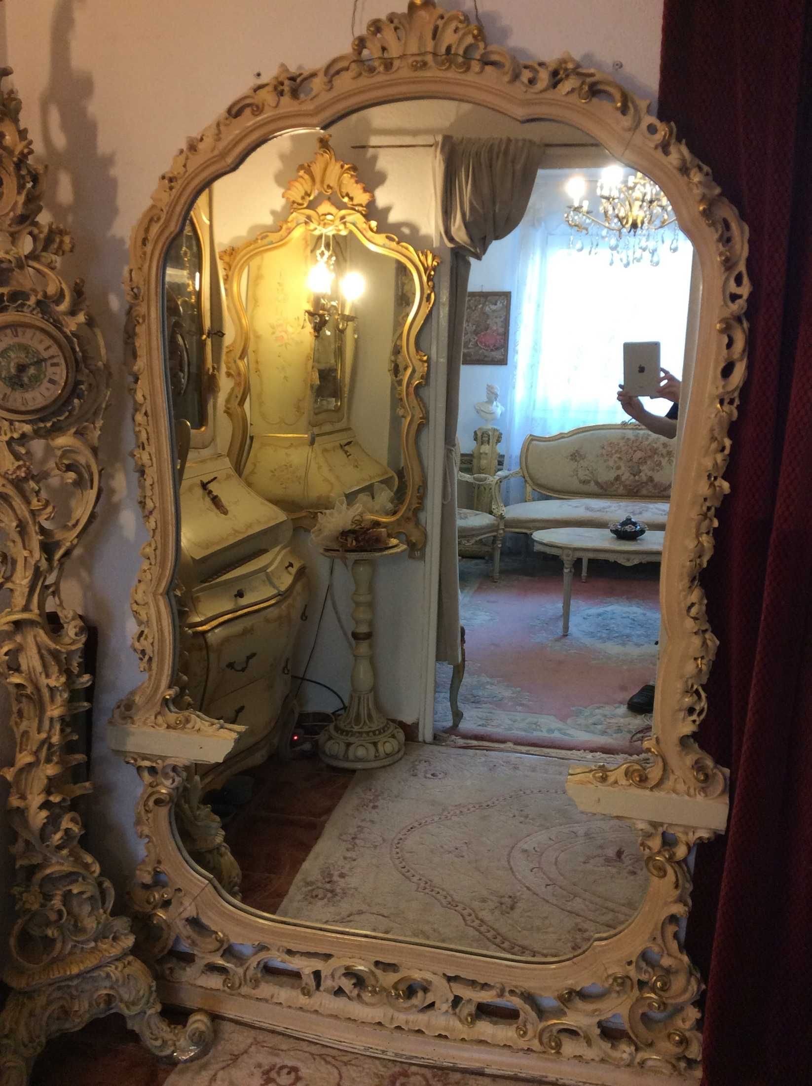 Oglinda vintage baroc venetian/rococo,1,6m,lemn,Silik,Italia