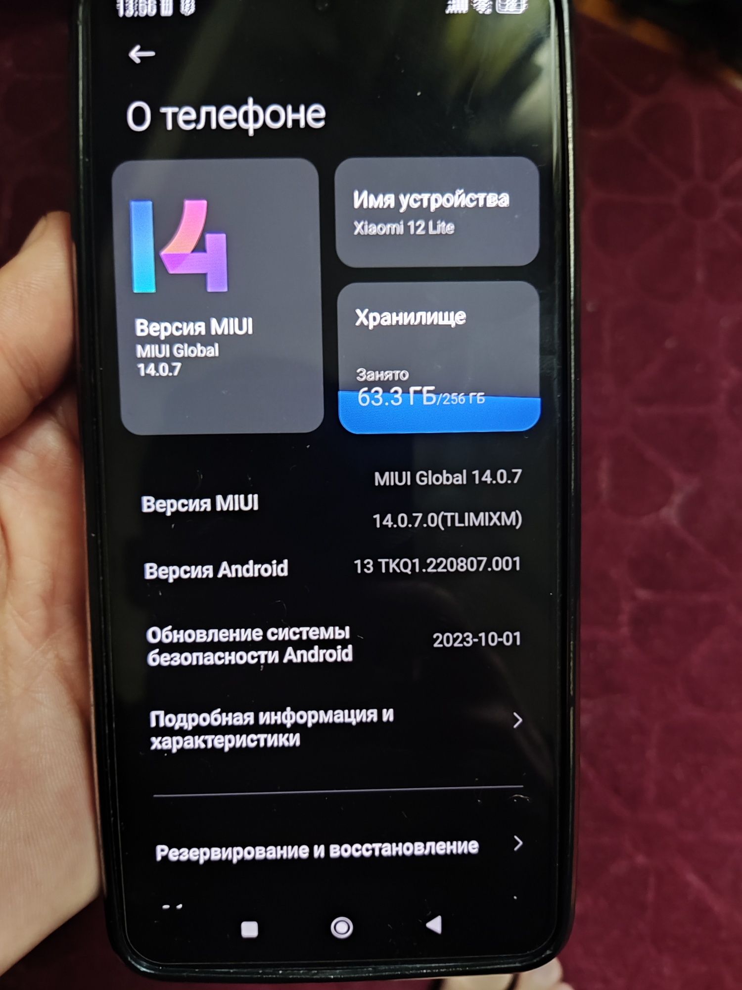 Mi 12 lite 256mb