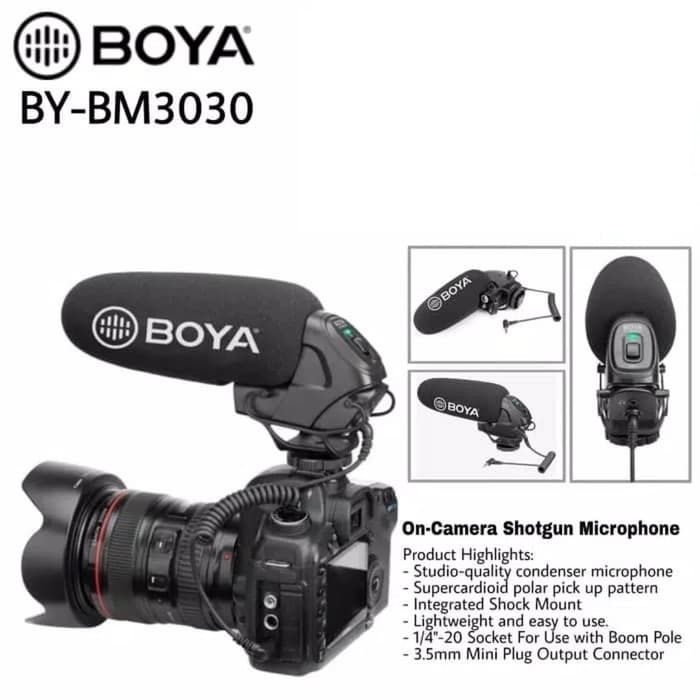 Microfon supercardioid BOYA BY-BM3030 pt aparat foto DSLR, mirrorless