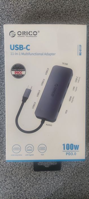 Докинг станция Orico 11-in-1, USB 3.0, HDMI, VGA, 3.5mm, RJ45, SD/TF