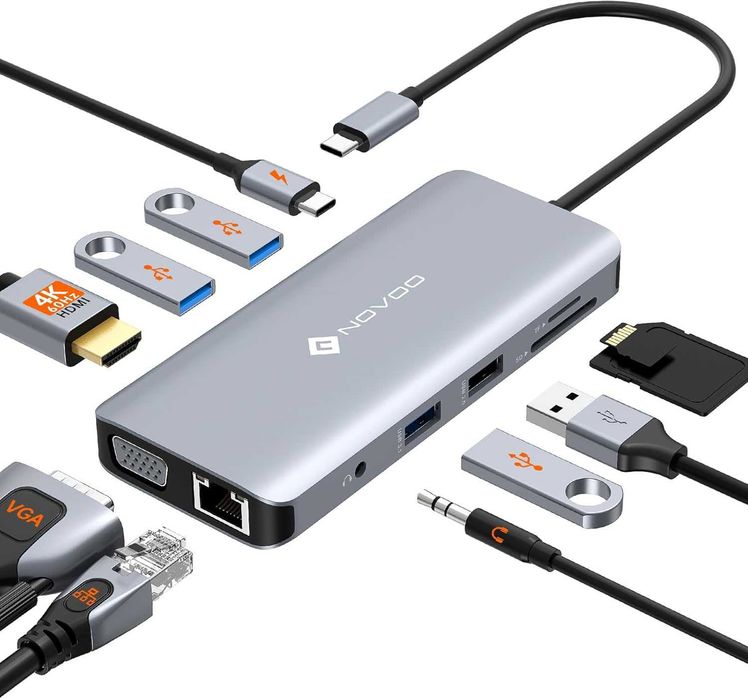 NOVOO R11 нов с много портове за 3 телевизора с USB C 11 в 1 ...