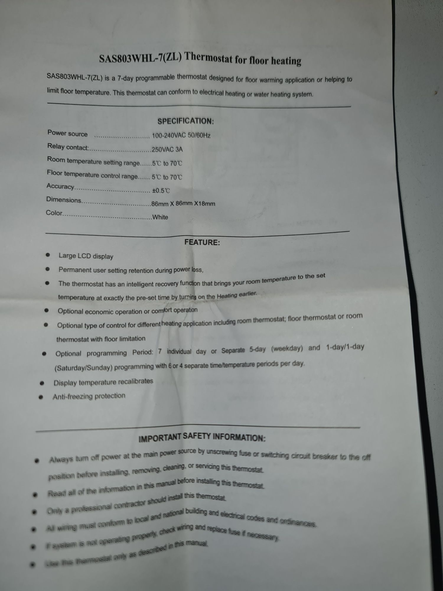 Termostat încălzire în pardoseala