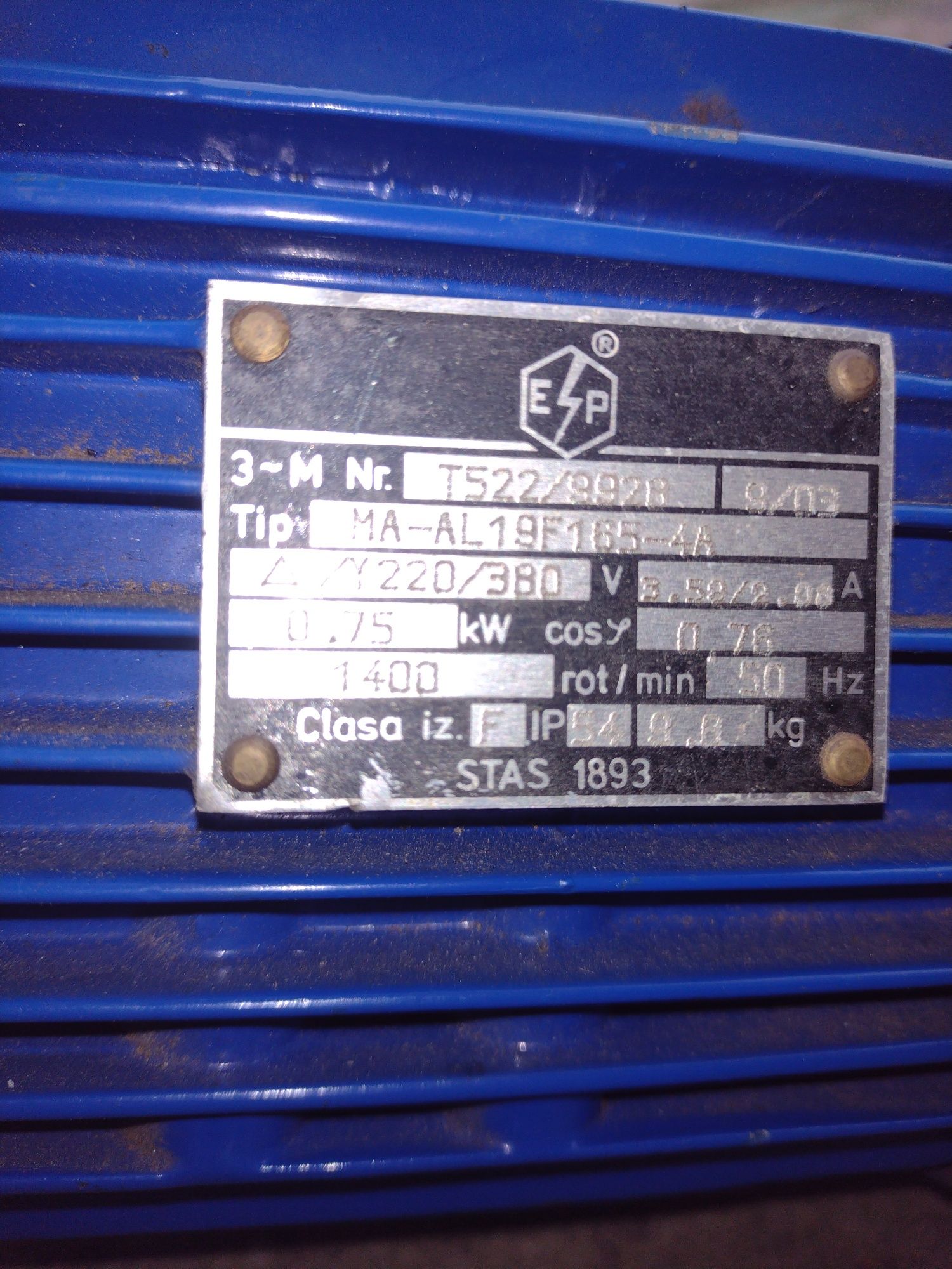 Motor electric 0,75kw la 1400 rot