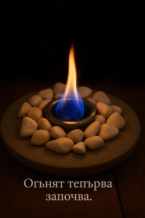 Авторска огнена купа от цимент – артистичен подарък и декорация