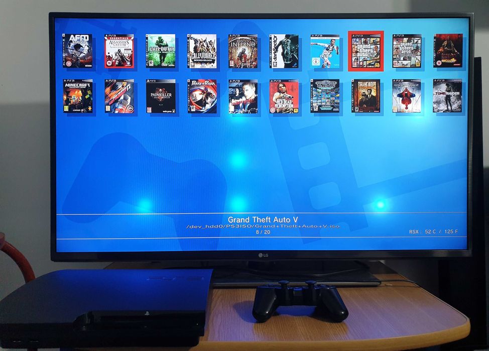PS3 modat HEN 160 GB + 20 jocuri (GTA V, Red Dead, NFS, Spider-Man)