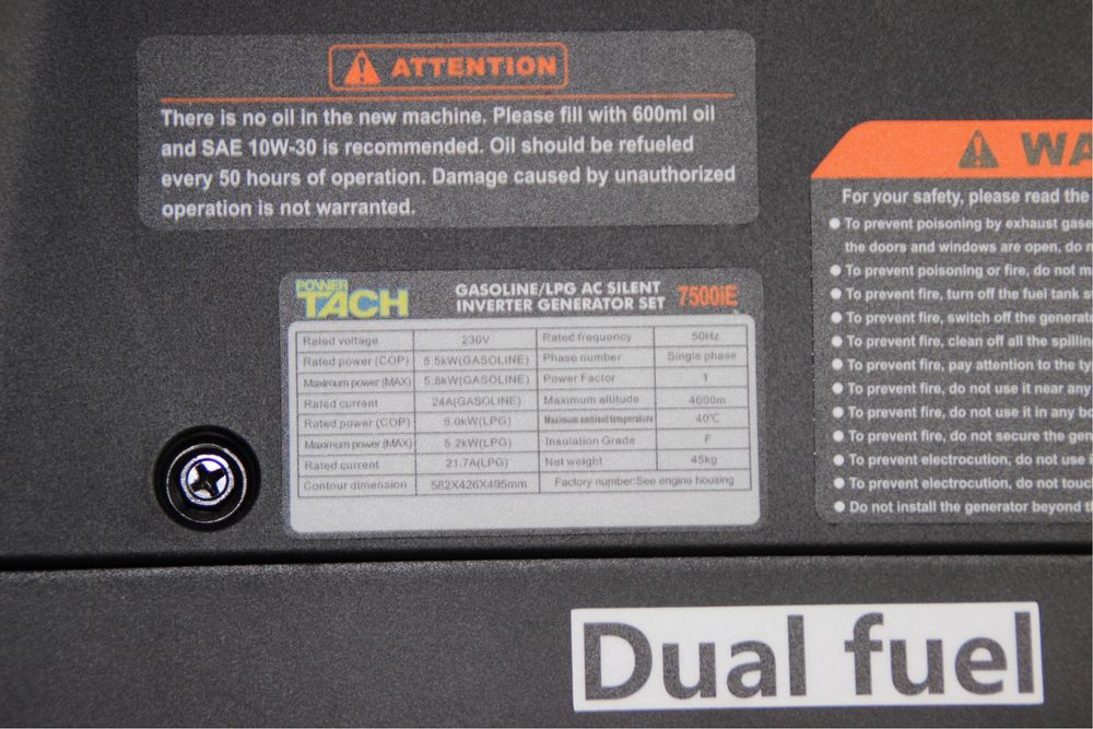 Инверторен генератор TACH 7500iE Dual Fuel – 5.8 kW (бензин/газ)