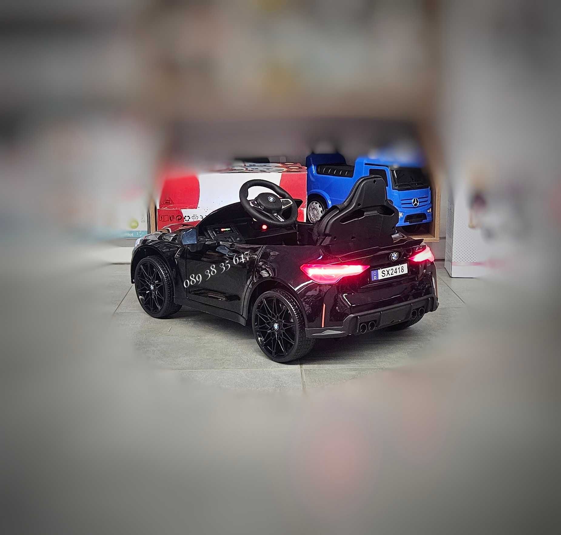ТОП ЦЕНА!НОВО!Акумулаторна кола BMW M4 с 12V,меки гуми,кожена седалка